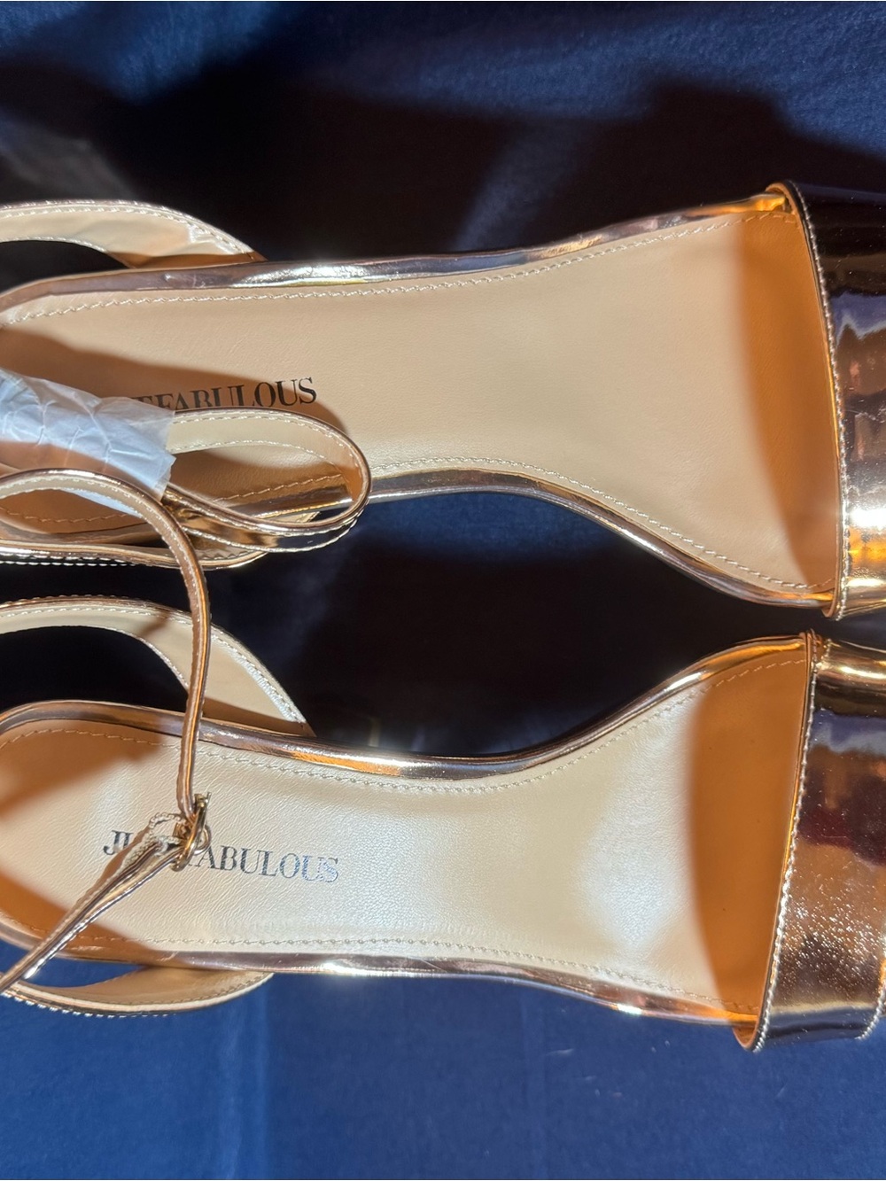 JustFab - Tempeste - Rose-Gold Metallic Platform Ankle-Strap Heels - Picture 6 of 10